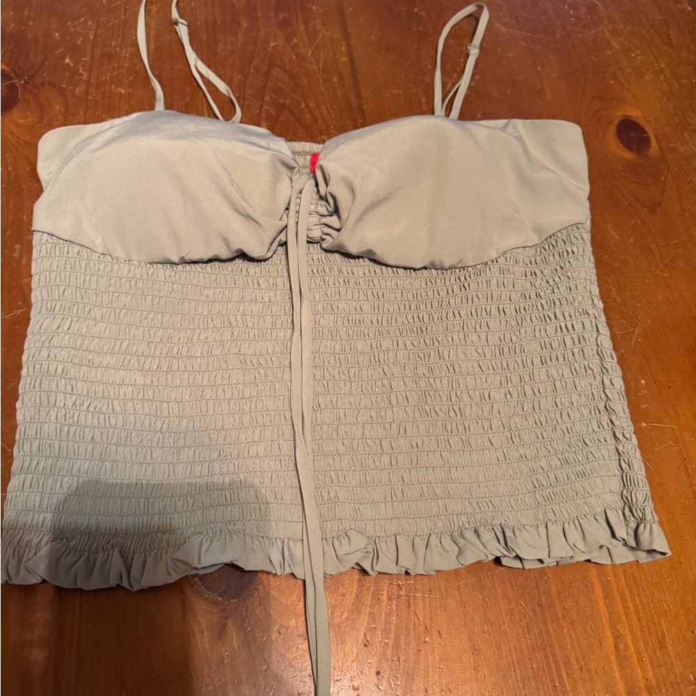 Guess Light Green Ruched Top